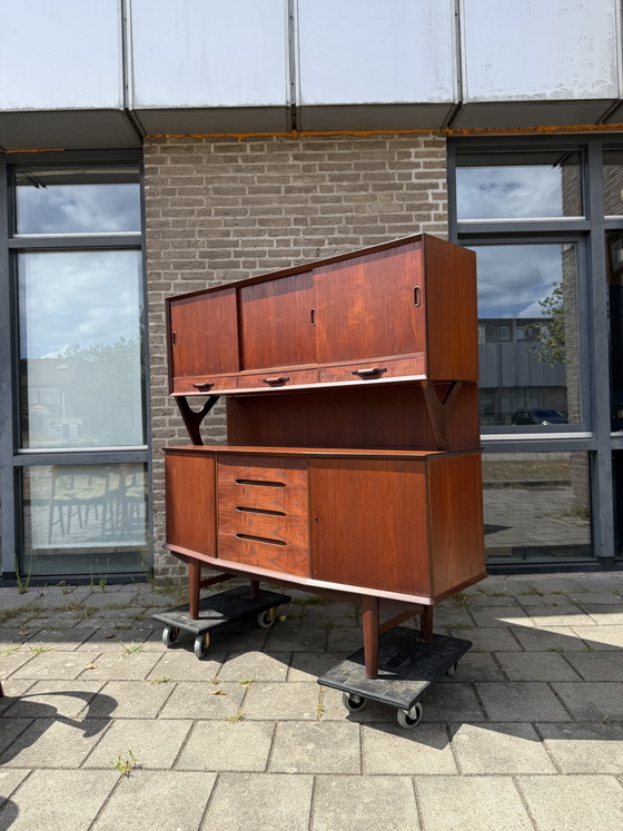 Vintage Deens teakhouten highboard, Højbjerg Møbelfabrik ‘60 – High boards, Glass, Wood (photo 12 of 12)