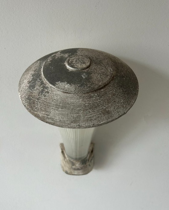 Image 1 of Vintage holophane wall lamp, metal and striated glass, France 1940