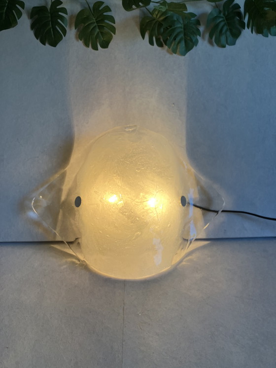 Image 1 of Carlo Nason per Kalmar Franken Lampada da parete vintage in vetro ghiacciato
