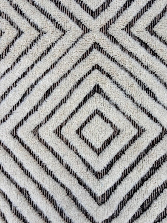 Image 1 of Berber Moroccan Beni Ourain Wool Rug 210x300 cm - Berber Moroccan Rug - Handmade Boho Floor - Moroccan Interior Living Rug