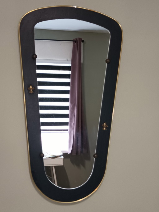 Specchio vintage asimmetrico nero e oro