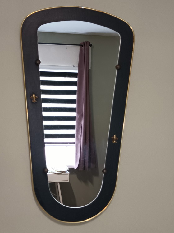 Image 1 of Specchio vintage asimmetrico nero e oro