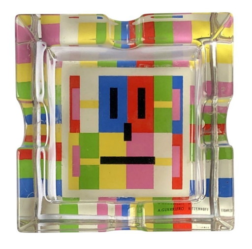 Postmodern design ashtray – Alessandro Guerriero for Ritzenhoff, crystal (1980s–90s)