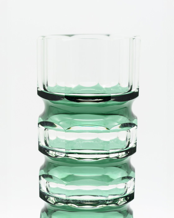 Image 1 of GDR Vintage Block Vase Duo 70s Re-Design Oldrich Lipsky Exbor à Josef Hoffmann