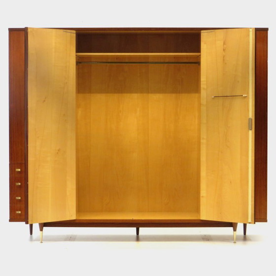 Image 1 of Vintage mid century 4-deurs design kledingkast in palissander, 1960s