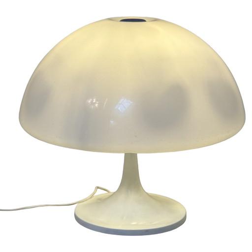 Pop Art / Space Age design - Mushroom lamp with white plexi shade and white metal base