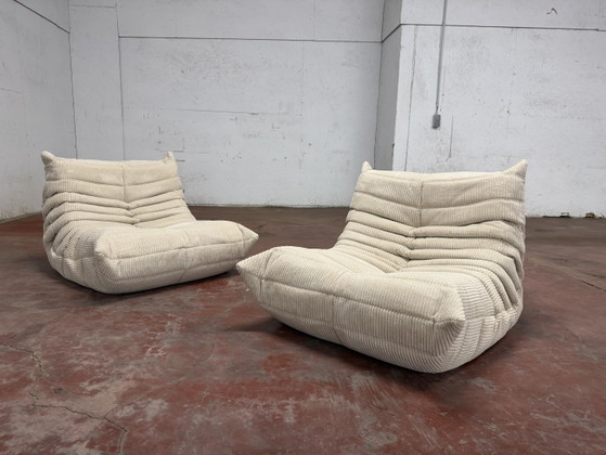 Ligne Roset Togo 2x 1zit + Ottoman in Beige Corduroy Nieuwstaat 10/10!! – Fauteuils, Textile (photo 13 of 15)