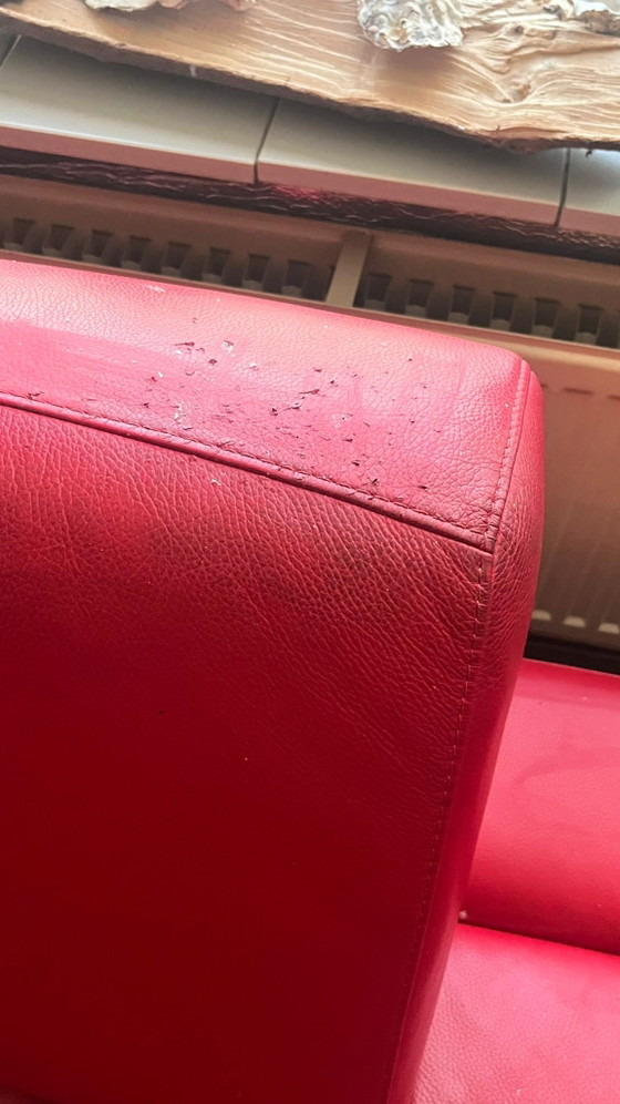 Image 1 of Rode leren design bank van Montel