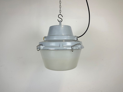 Grey Industrial Cast Aluminium Pendant Lamp, 1980s