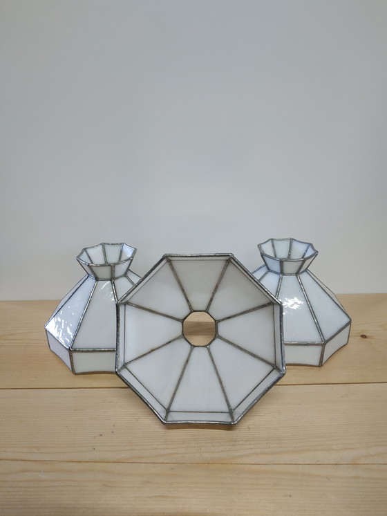 Image 1 of Lampada da soffitto con paralumi in stile Tiffany vintage