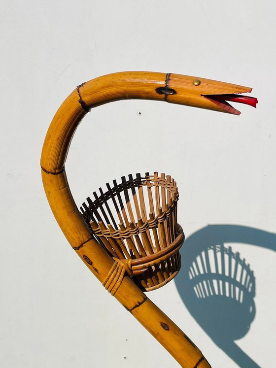Image 1 of Supporto per piante a forma di serpente in bambù anni '50 * Vintage* Porta piante