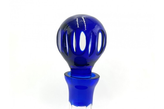 Image 1 of Caraffa di cristallo con bicchieri colorati, Polonia, anni '60