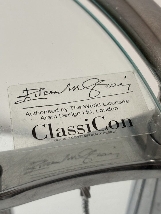 Image 1 of Table d'appoint Eileen Gray originale (marquée) chromée E 1027 avec plateau en verre