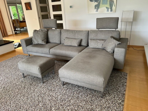 Hülsta hs.450 designer sofa with chaise longue and hocker