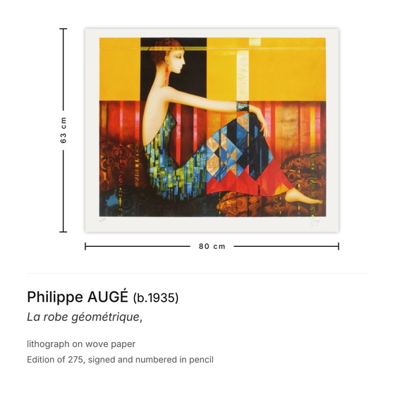 Philippe Augé signierte Lithographie La Robe Géométrique – Lithographien & Drucke, Paper (photo 3 of 5)