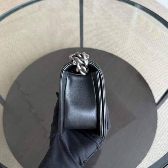 Image 1 of Chanel Boy Small - Small Galuchat Stingray Black Ruthenium Silver Hardware Series 18