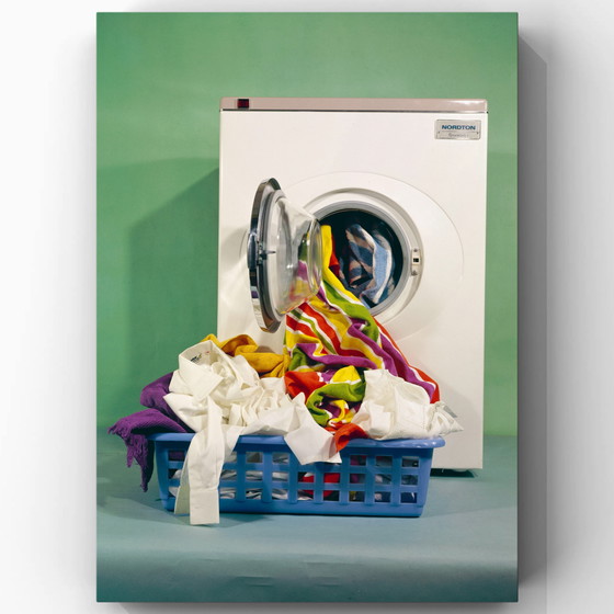 Image 1 of 1x Publicité du milieu du siècle, vers 1965 | Machine à laver sur fond vert