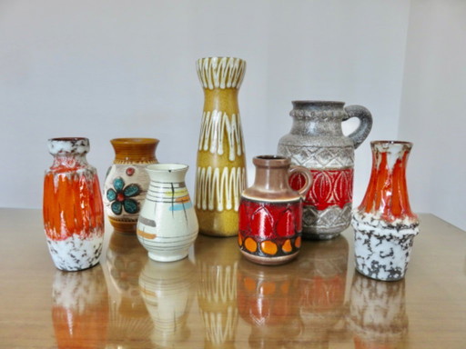 Vase en céramique "fat lava" orange, West Germany, 1970