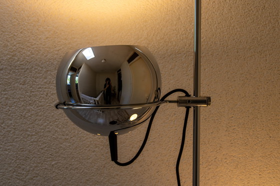 Image 1 of Lampadaire Vintage Chrome Eyeball probablement par GEPO, Lampe Rétro Space Age restaurée