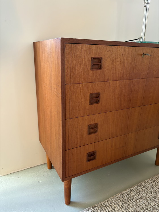 Image 1 of Vintage Danish chest of drawers, 4 drawers, teak wood