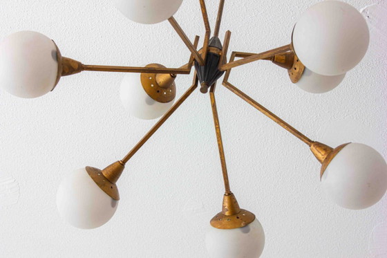 Image 1 of Lampadario italiano a globo opalino