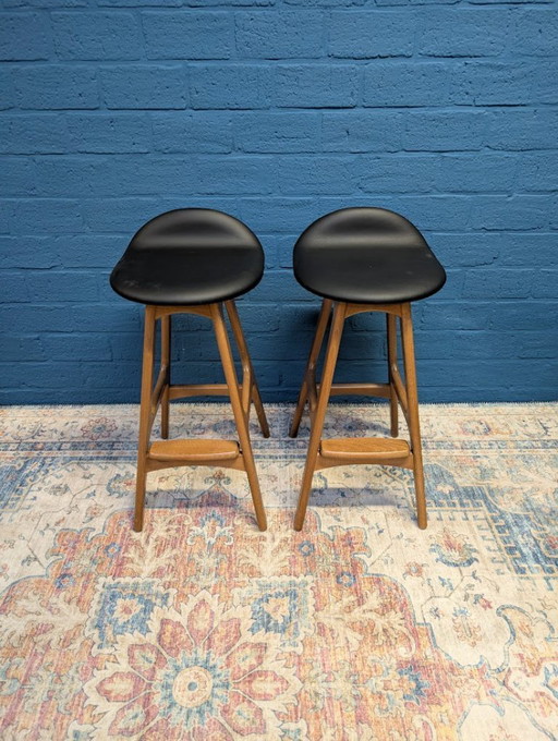 2x Taburetes de bar retro Erik Buch, modelo 61, Hammel Møbelfabrik