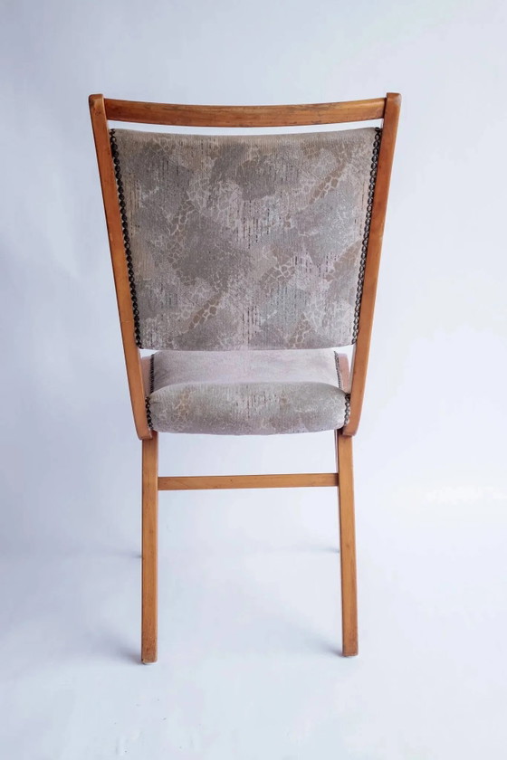 Set of 4 vintage wooden dining chairs – Velvet (photo 4 of 9)