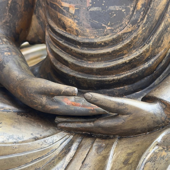 Buda japonés, c. 1900 (período Meiji o finales del siglo XIX / principios del XX), bronce con restos de (photo 11 of 11)