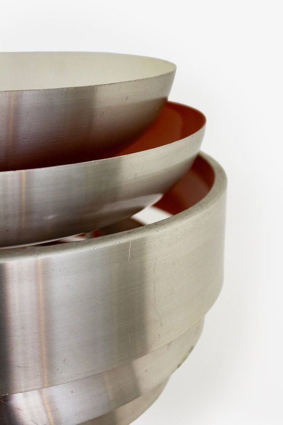 Image 1 of Lacquer louvre pendant lamp 1960s chrome orange