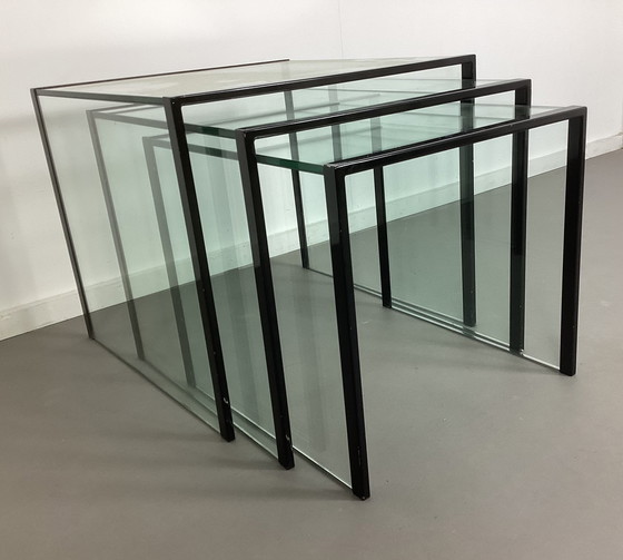 Image 1 of Set da tavola italiano Tonelli a 3 pezzi con design anni Ottanta in vetro.