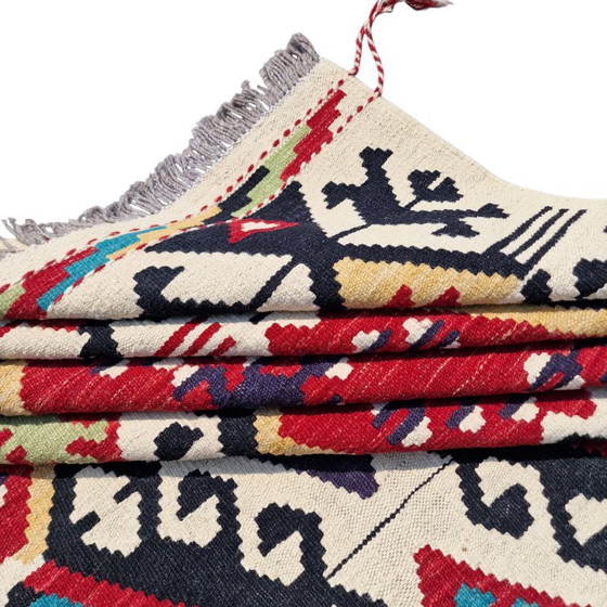 Afghaans Kilim Vloerkleed | Handgesponnen Natuurlijke Wol | Handgeweven Platgeweven Vintage | Handgemaakt (photo 8 of 11)