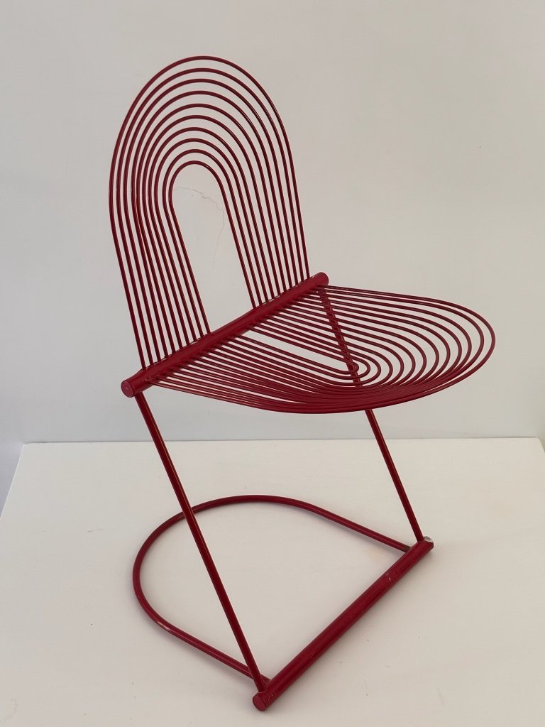 2 Swing Chairs by Jutta and Herbert Ohl Rosenthal Lübke, 1982, Red