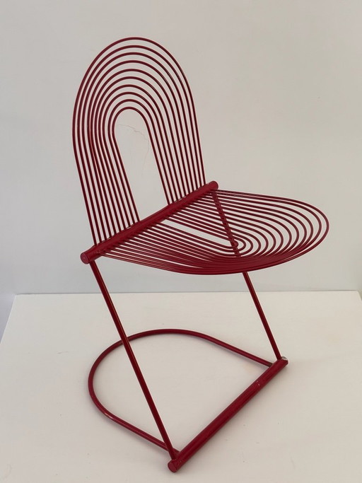 2 Swing Chairs by Jutta and Herbert Ohl Rosenthal Lübke, 1982, Red Lacquered Steel