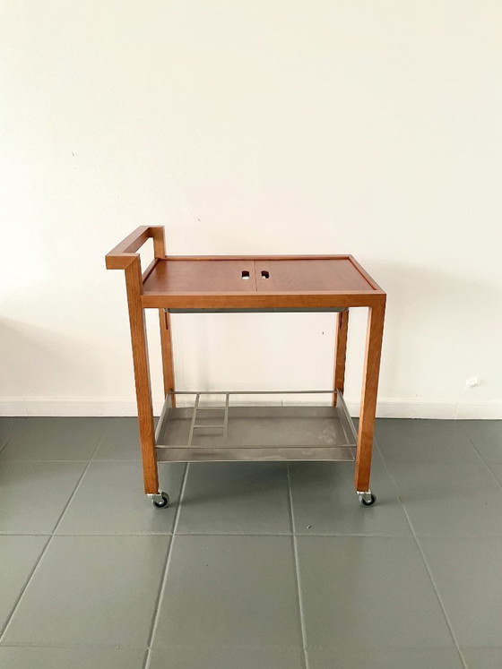 Image 1 of Chariot de bar vintage au design scandinave avec glacière intégrée en métal