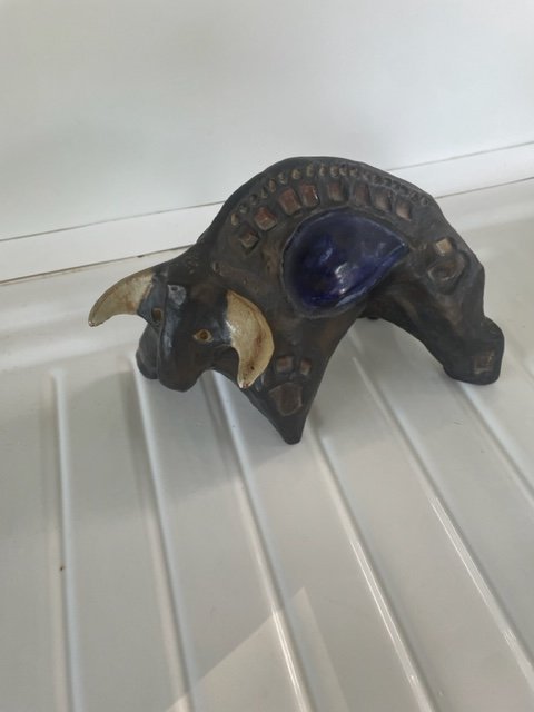 Image 1 of Céramique vintage des années 70 - Taureau - Elisabeth Vandeweghe - Perignem