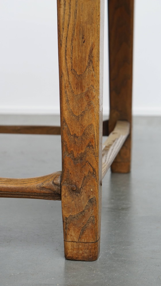 Image 1 of Vierkante Antieke Eettafel Gemaakt van Iepenhout