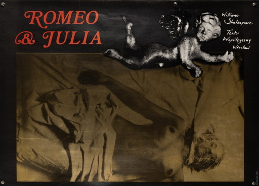 Roméo et Julia – 1979 – Affiche de théâtre originale d'époque par A. Klimowski – Conception d'affiche polonaise – 93,5 x 67