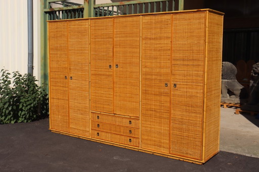 Großer Rattan- und Bambus-Kleiderschrank von Dal Vera Italien