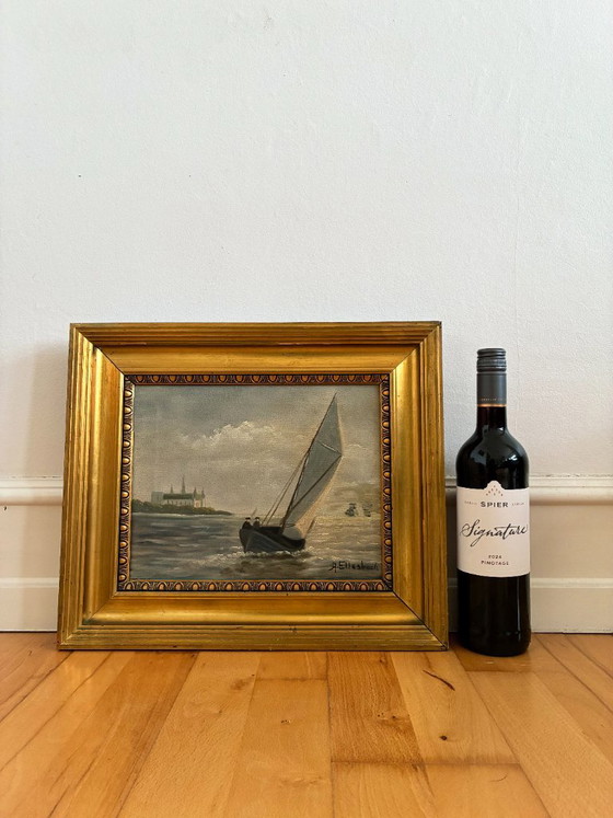 Vintage Signed Sailing Ship Seascape Oil Painting – Paintings & Drawings, Canvas (photo 11 of 13)