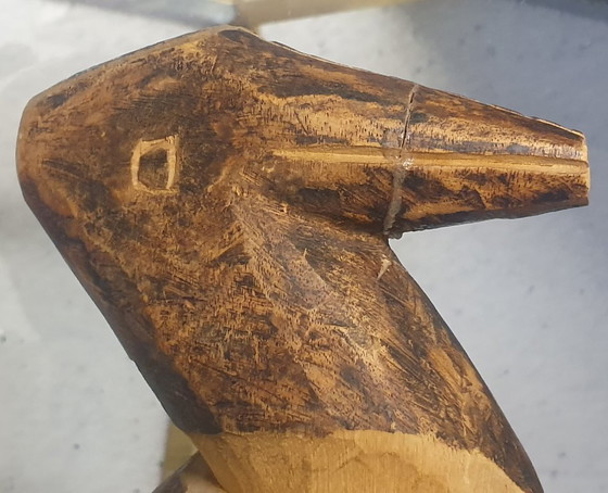 Image 1 of Brutalist wooden sculpture of a bird – hand-carved – mid-century vintage – 22 cm