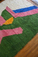 Beni Ouraine rug in natural wool, handwoven with colorful patterns, 2/3 m