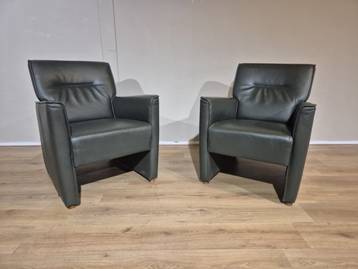 2x Montel Squash - Armchairs - Green - Leather - New condition