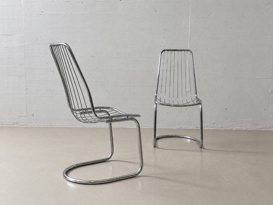4 Cantilever Wire Chairs in Chrome, 1970s – Side chairs (photo 6 of 15)