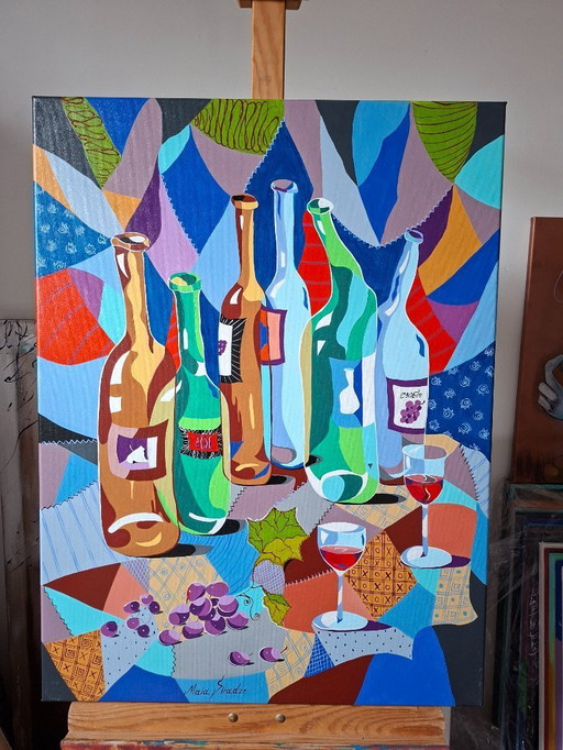 Colorful bottles - Maia Siradze cubism