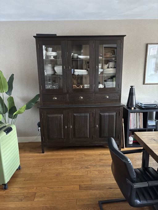 Mooi handgemaakte eiken houten vitrinekast
