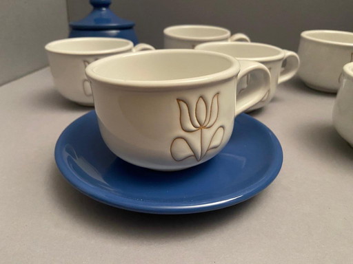 6-teiliges Set CERASARDA ITALY Tassen mit Zuckerdose, handgefertigt