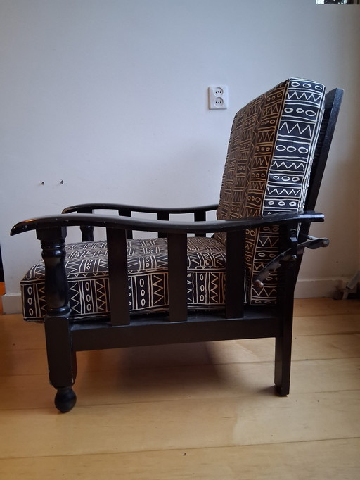 Zwart eiken rookstoel of morris recliner verstelbare rugleuning