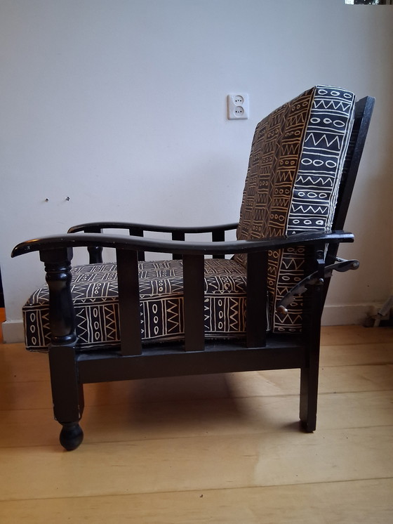 Image 1 of Zwart eiken rookstoel of morris recliner verstelbare rugleuning 