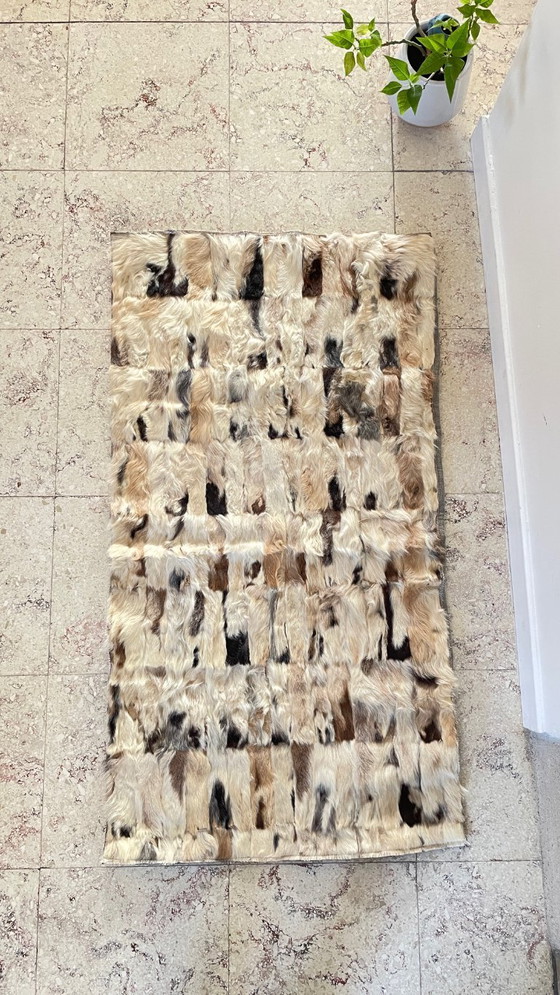 Image 1 of 1970s Leather Rug, Beige-Brown - 56 x 107cm