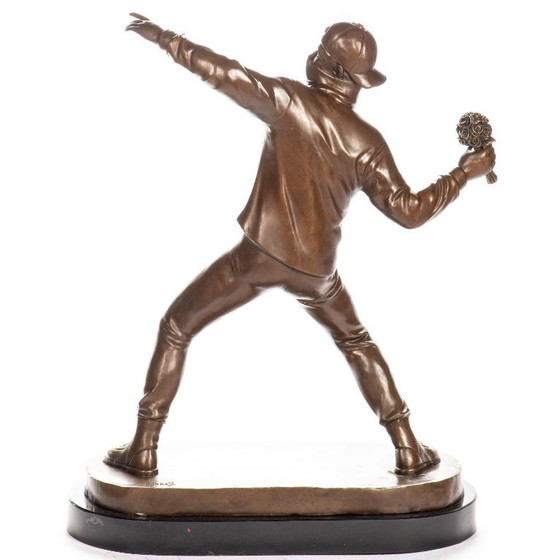 Image 1 of Banksy flower thrower bronze statue large model
